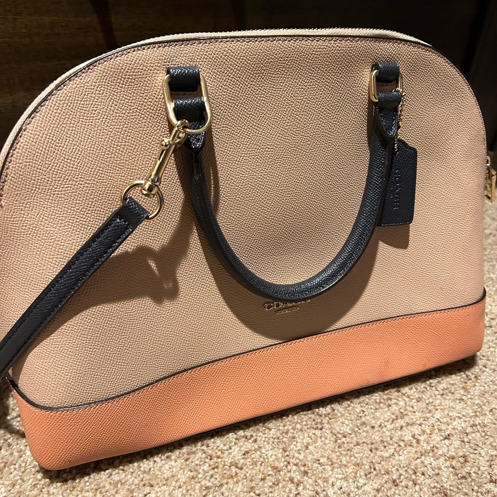 Pink and Navy Blue Coach Bag
